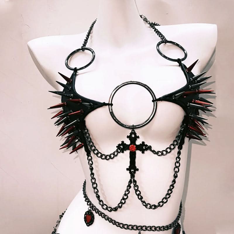 O ring rivet applique metal chain hollow out cut out top