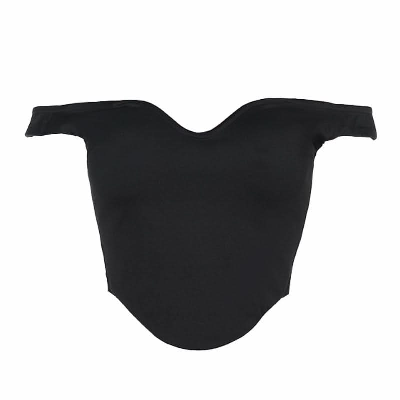 Off shoulder v neck solid backless top