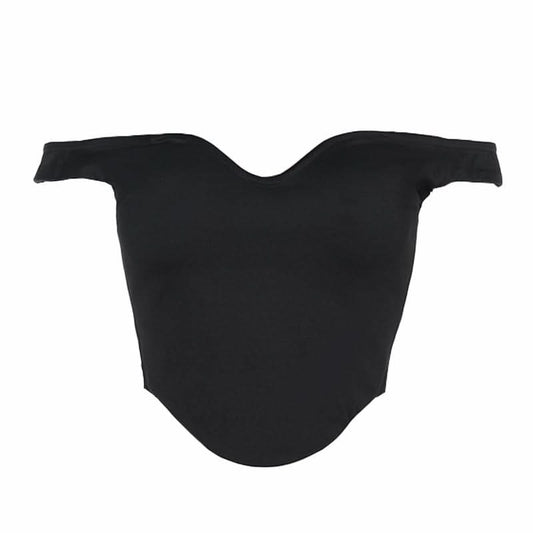 Off shoulder v neck solid backless top