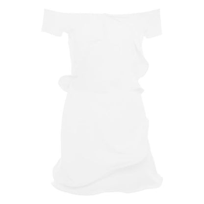 Off shoulder ribbed ruffle irregular mini skirt set