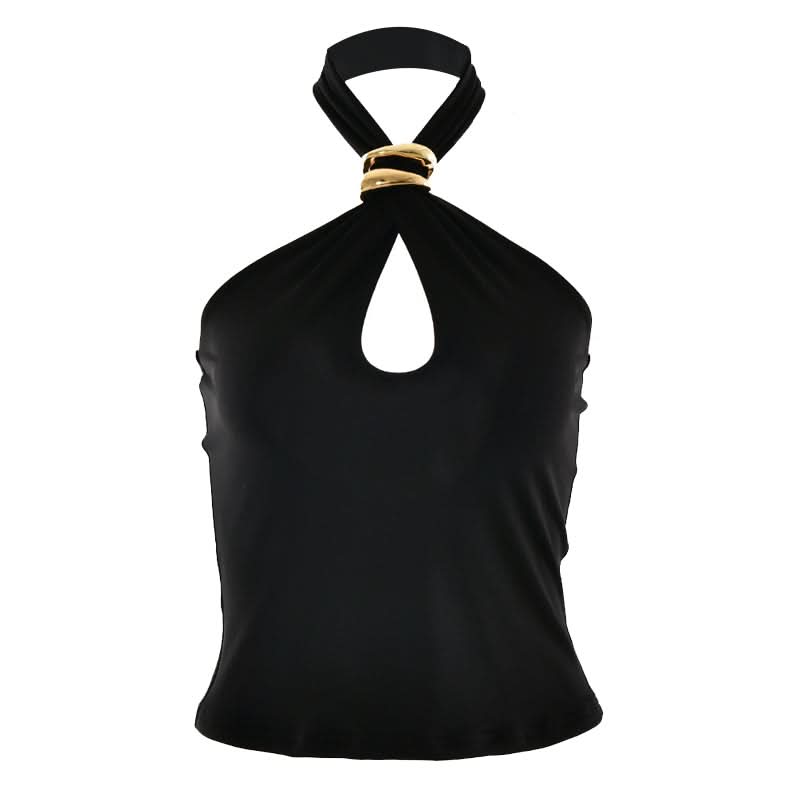 Halter metal ring hollow out cut out top