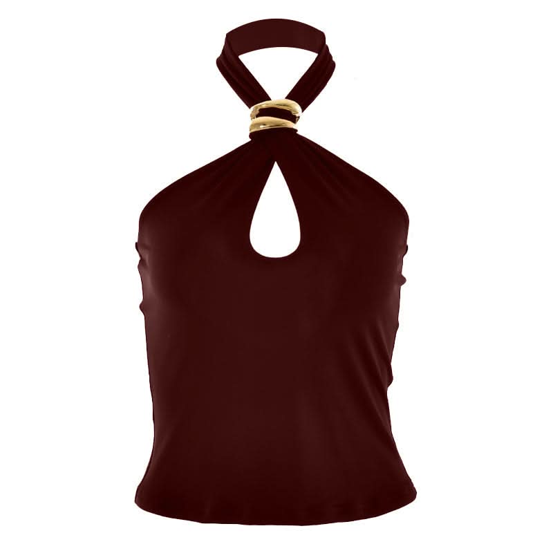 Halter metal ring hollow out cut out top