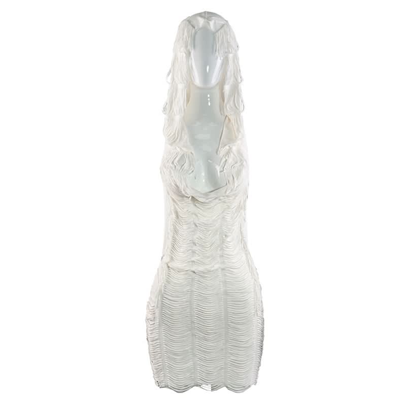 Hoodie backless halter mini dress