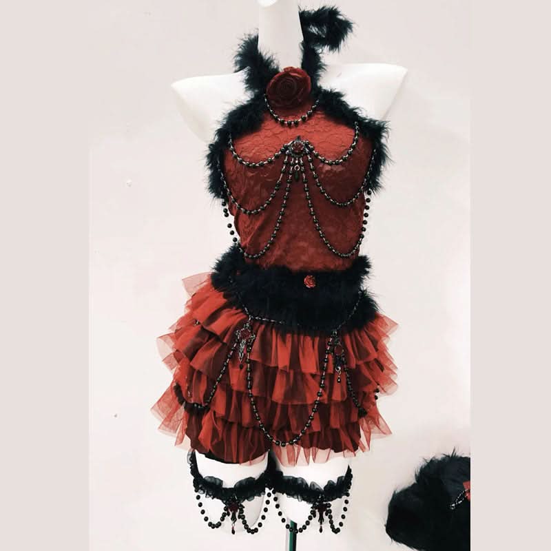 Beaded bowknot fluffy flower applique mini dress