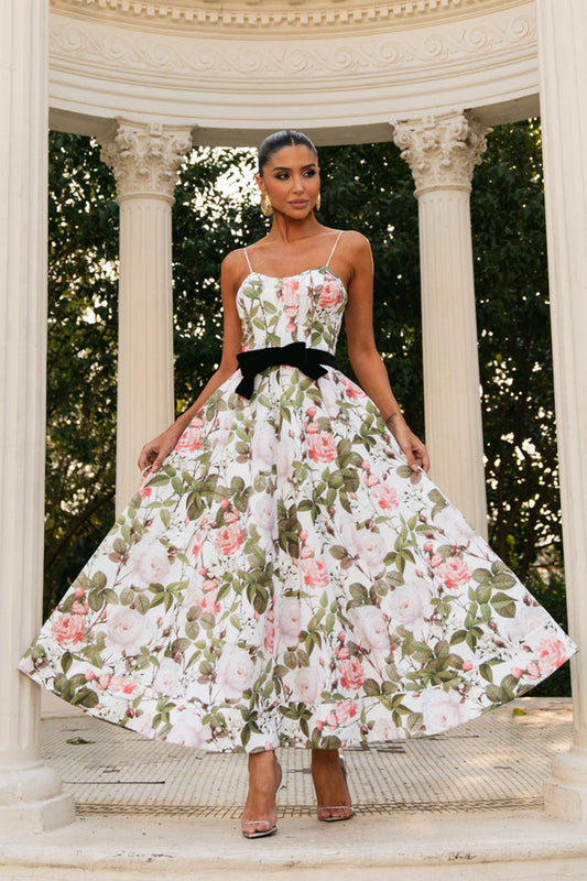 Julia Floral Printed Spaghetti Strap Maxi Dress