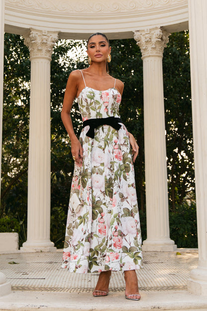 Julia Floral Printed Spaghetti Strap Maxi Dress