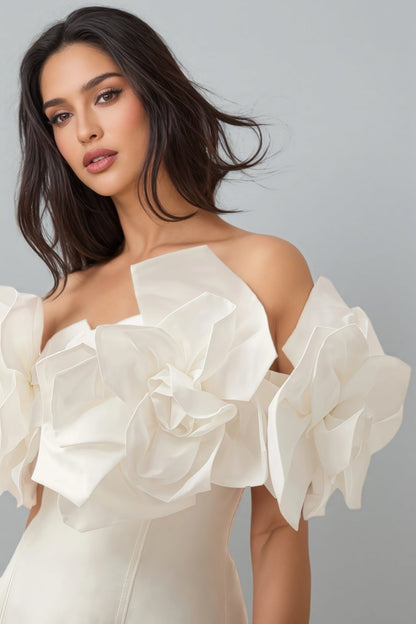 Evelyn White Oversized Floral Applique Mini Dress