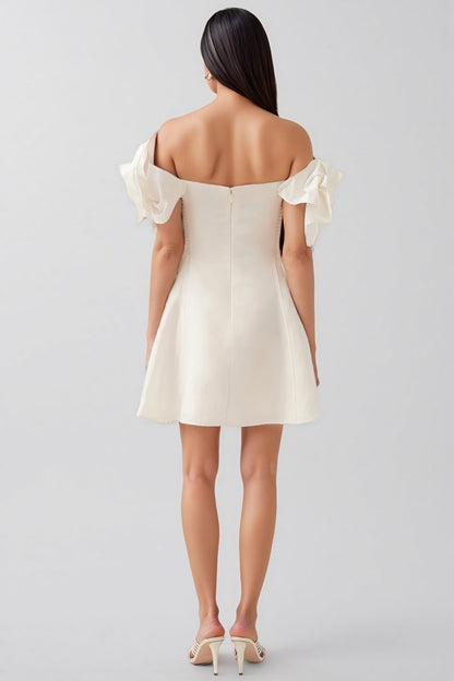 Evelyn White Oversized Floral Applique Mini Dress