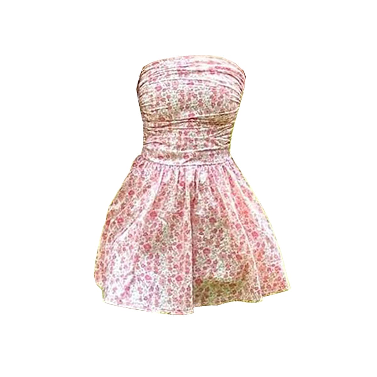 Flower print ruched tube mini dress