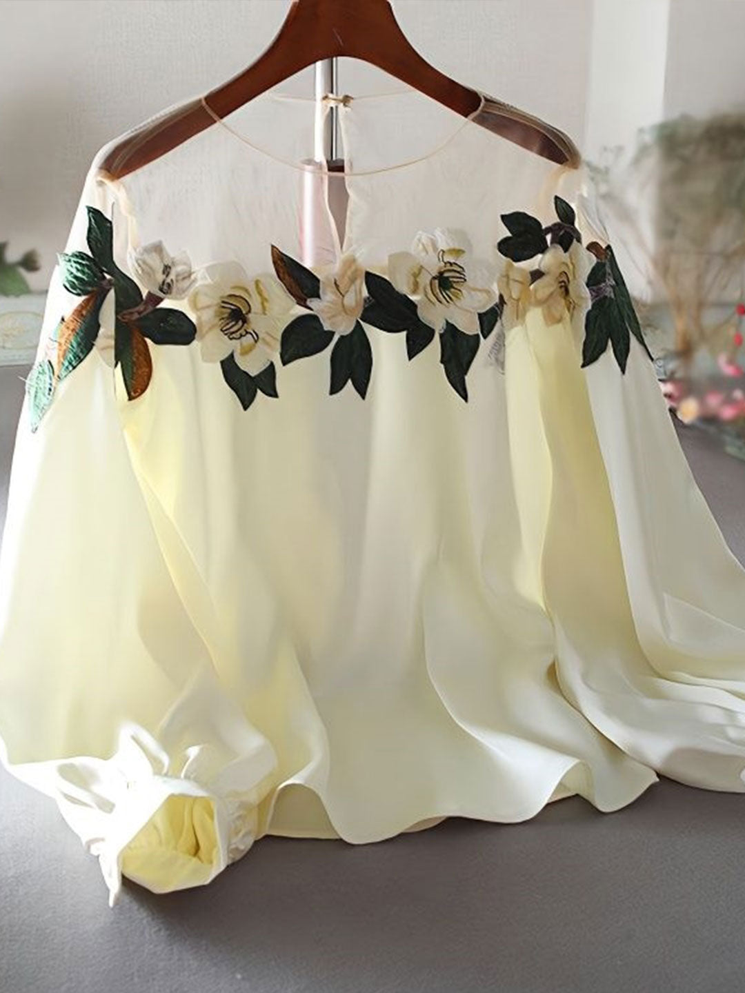 Gianna Elegant Embroidered Mesh Blouse