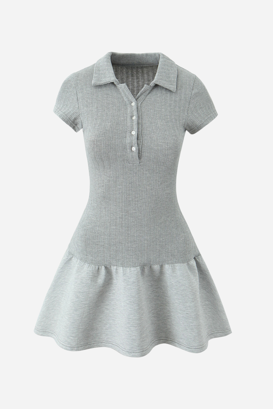 Polo Collar Short Sleeve Knit Mini Dress