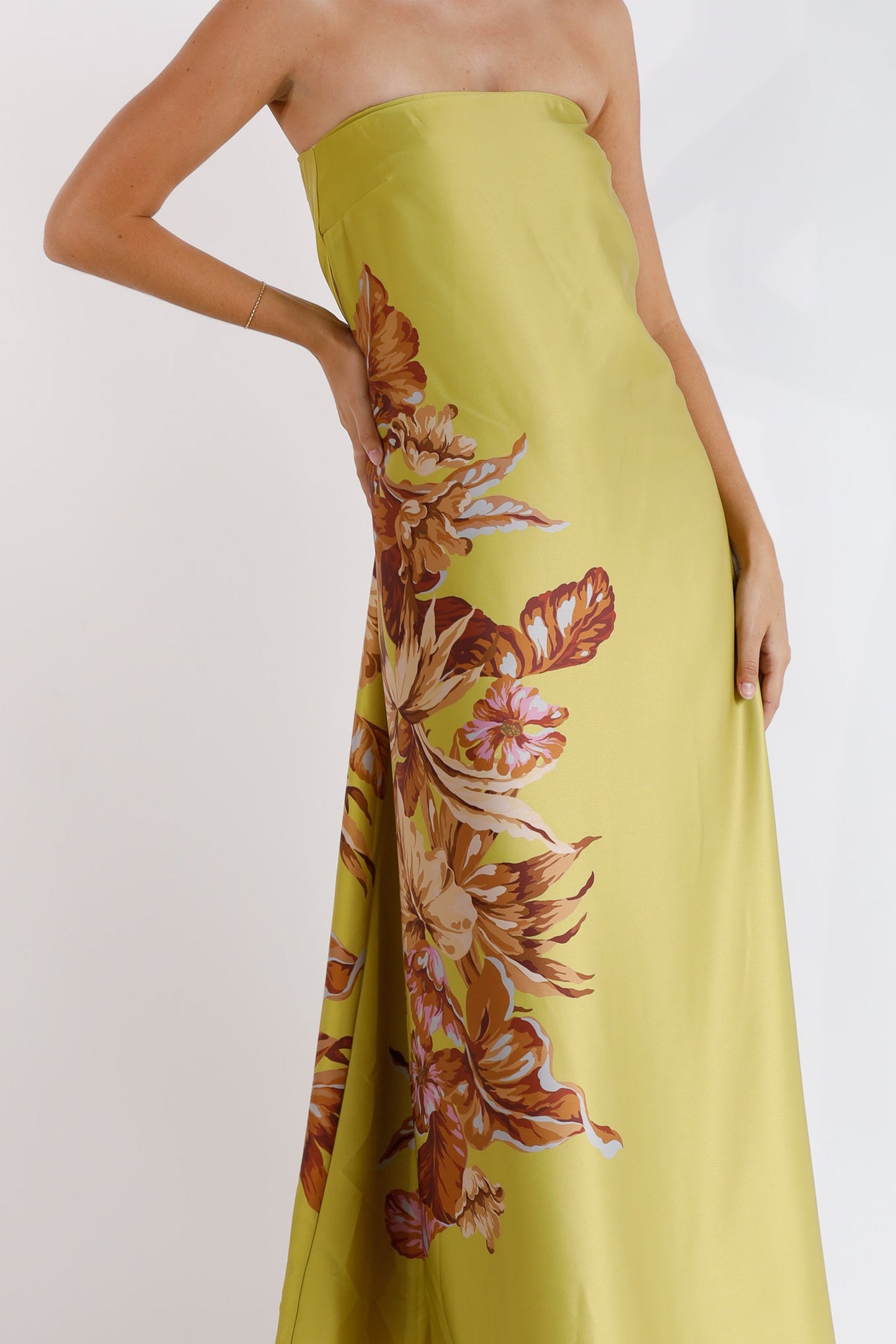 Xenia Floral Printed Strapless Maxi Dress