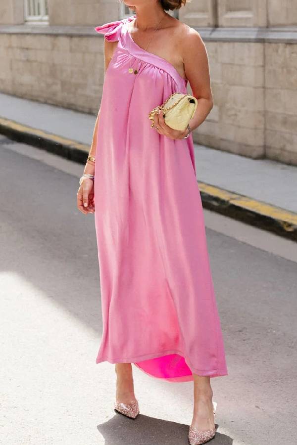 Elegant One-shoulder Lace-up Dress