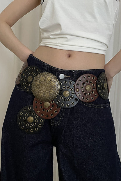 Ethnic Retro Round Hollow Belt