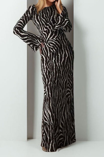 Bohemian Floral Print Long Sleeve Maxi Dress