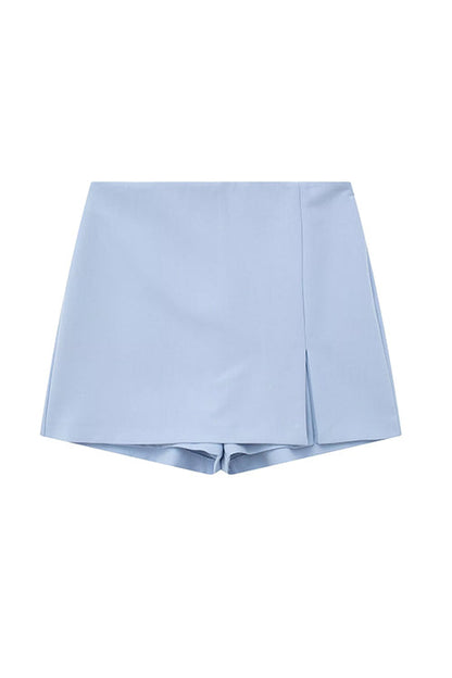 Meridress Zipper High Waist Slit Front Skort