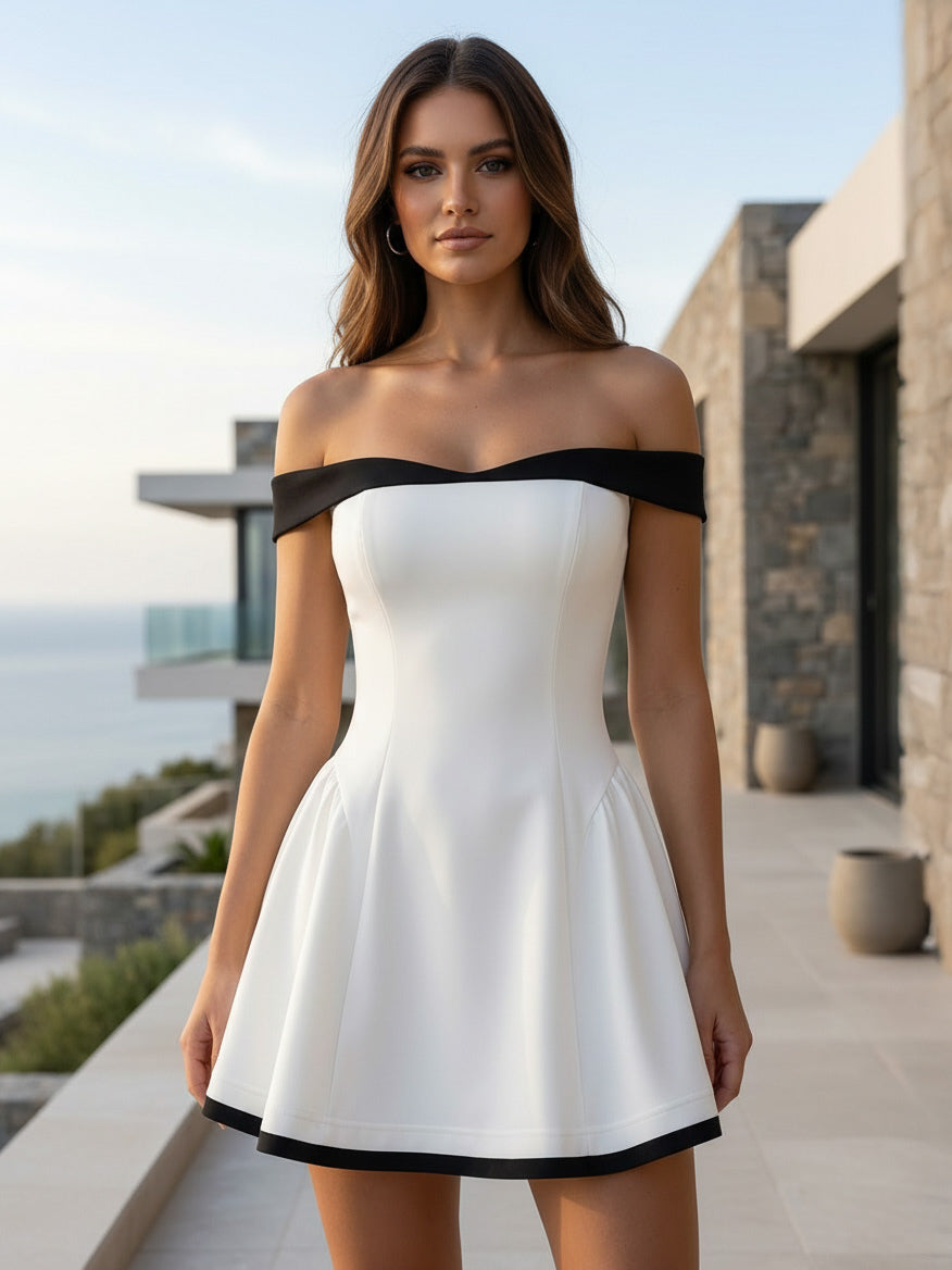 Off-Shoulder Mini Dress Long Sleeves A-Line Sexy Birthday Party Dress For Women 2026