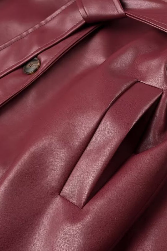 Loose Leather Trench Coat