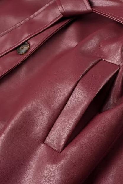 Loose Leather Trench Coat