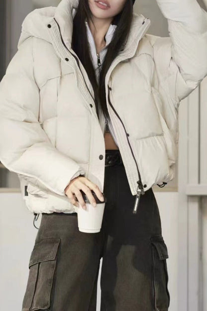 Cropped Hooded Insulated Puffer Jacket