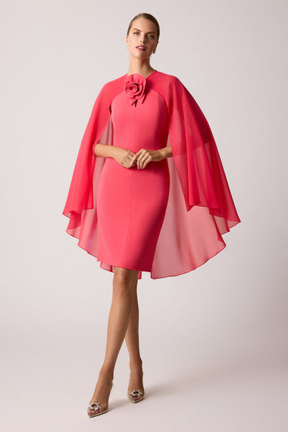 Valentina Cape Sleeve Chiffon Mini Dress