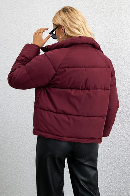 Short Stand Collar Relaxed Puffer Jacket