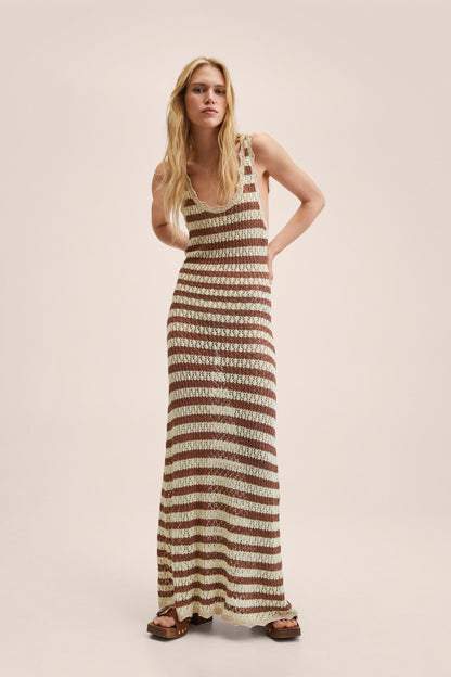 Cecilia Striped Open Back Crochet Maxi Dress