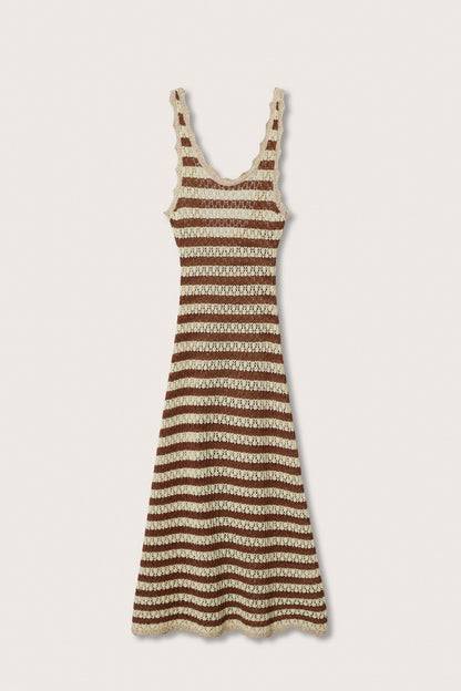 Cecilia Striped Open Back Crochet Maxi Dress