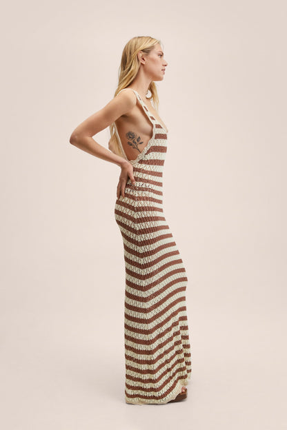 Cecilia Striped Open Back Crochet Maxi Dress