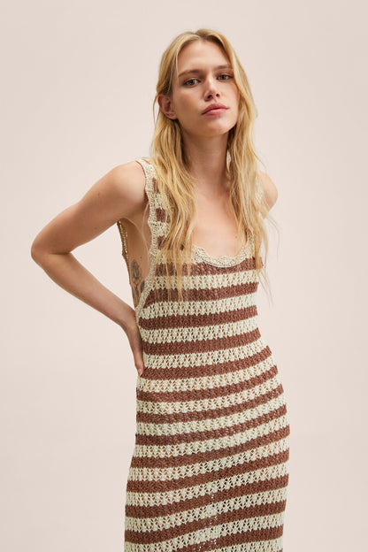 Cecilia Striped Open Back Crochet Maxi Dress