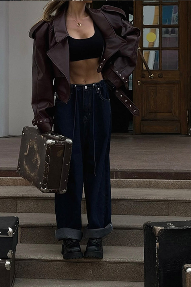 Burgundy Vintage Moto Coat