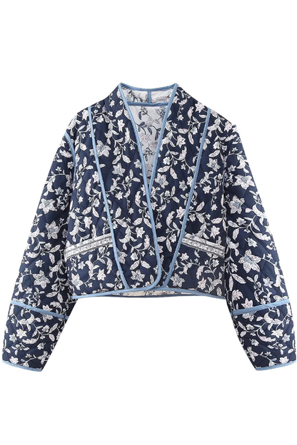 Stand Collar Reversible Quilted Cropped Jacket