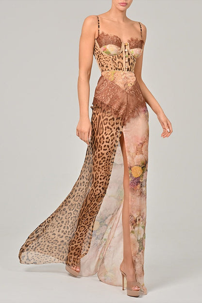 Chiffon Halter Neck Split Sling Sexy Boho Dress
