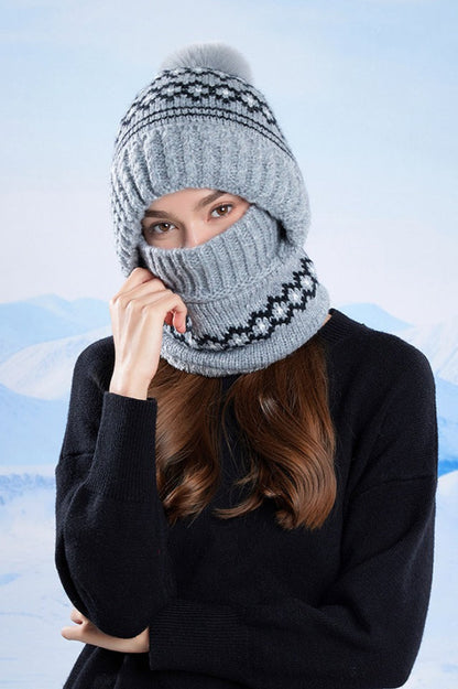 Chunky Knit Balaclava Scarf with Hat