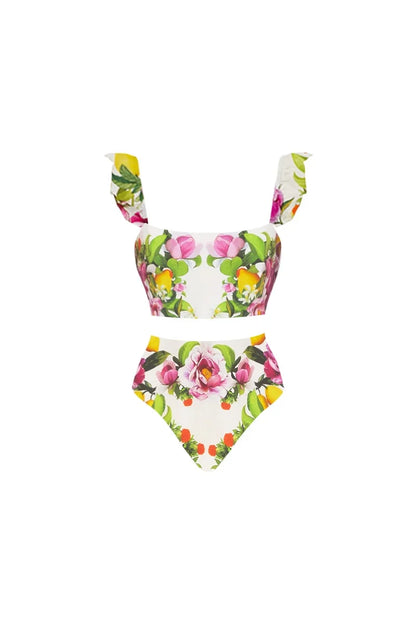 Floral Print High-Waist Bikini Set