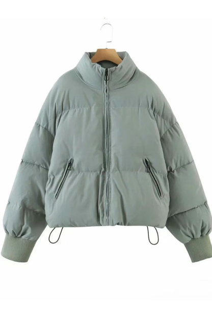 Stand Collar Zipper Pocket Thick Warm Cotton Jacket