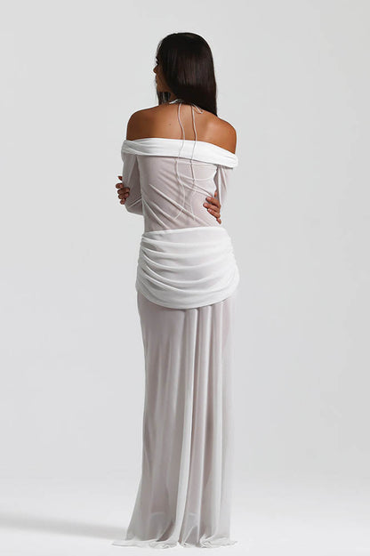 Moonlit Grace Off-Shoulder Dress