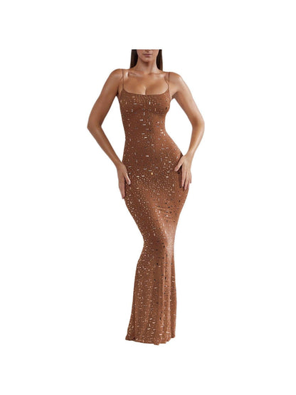 Rhinestone Sling Mermaid Maxi Dress
