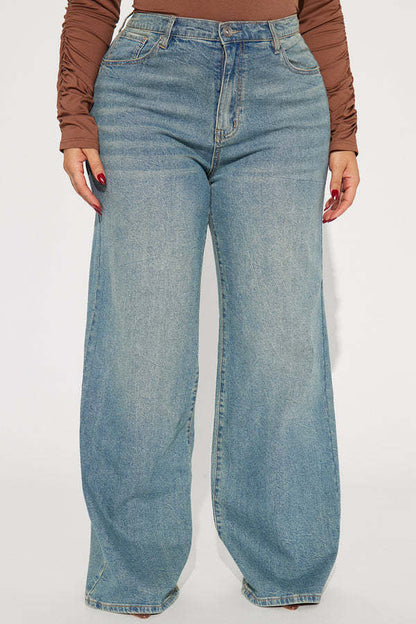 Embroidered Stretch Wide Leg Jean