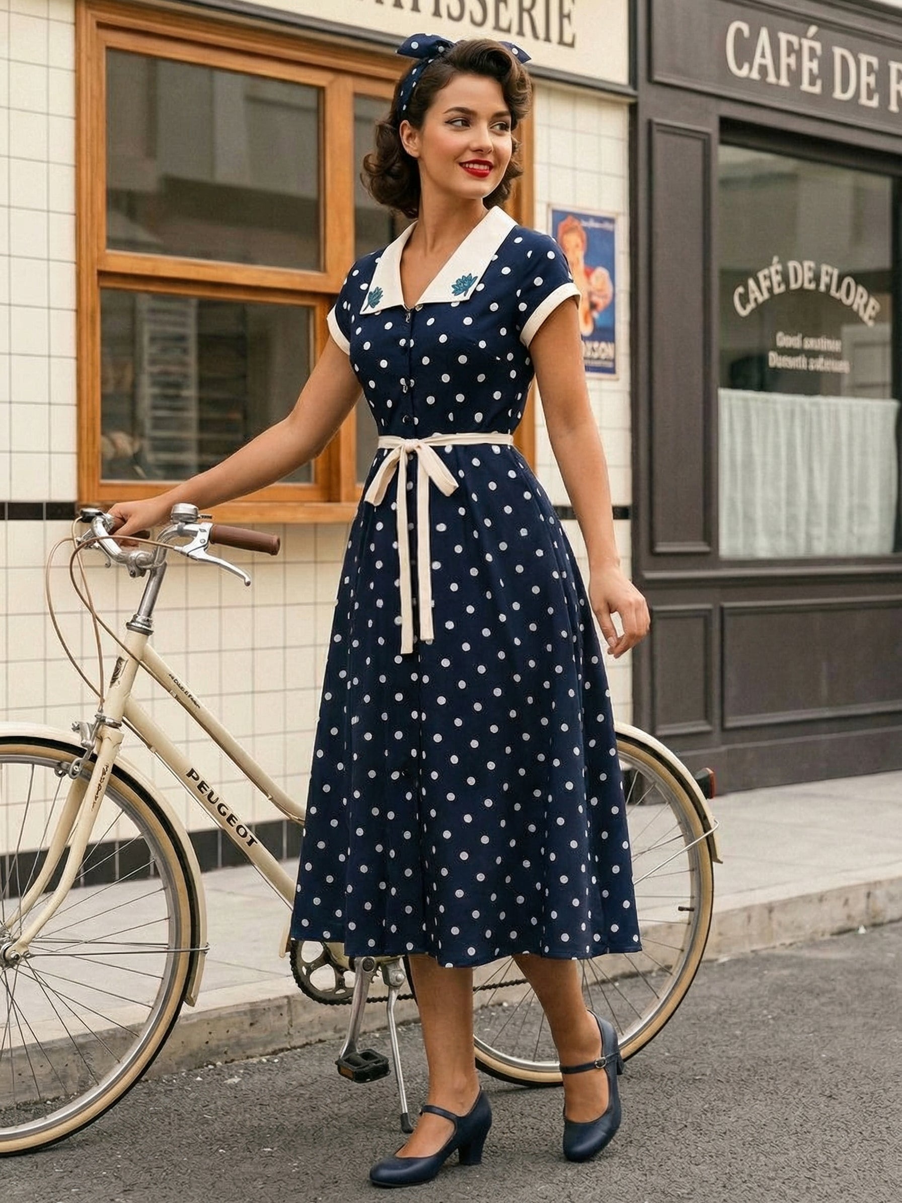 Polka Dot Midi Vintage Dress Belted Hepburn Style Summer Co-ord Set For Women 2026