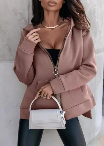 Sporty Zip-Up Hoodie with Pockets
