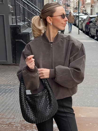 Retro Zip-up Bomber Jacket For A Street Look 2026