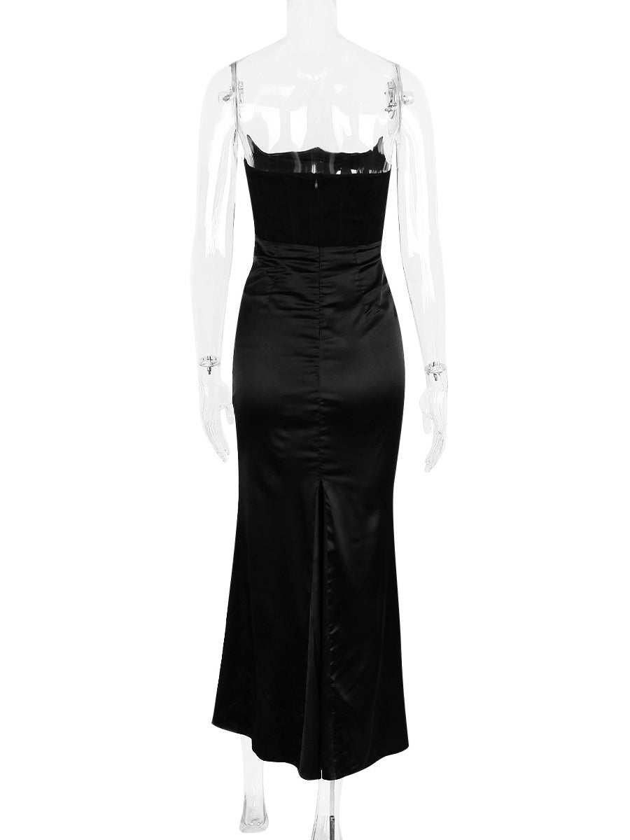 Bodycon Dresses Gray Sleeveless Pleated Chic Strapless Irregular Body-conscious Dress Sheath Dress