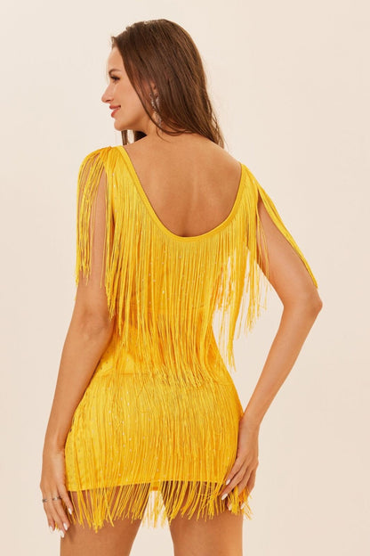 Plus Size Sleeveless Tassel Mini Dress