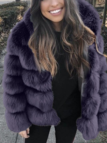 Artificial Fur Hooded Coat Parties Coats