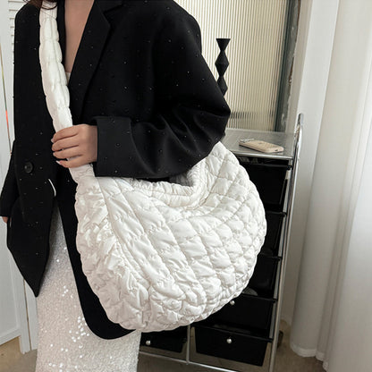 Lightweight Quilted Grid Puffer Tote Bag