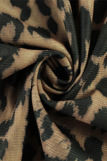 Sheer Mesh Leopard Print Mermaid Maxi Dress