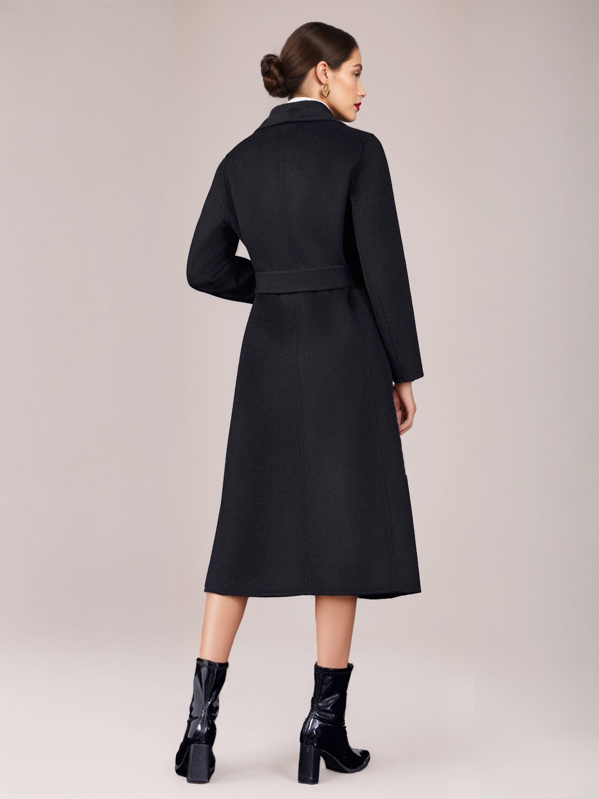 Wool Cashmere Blend Coat Belted Camel Wide Lapel Winter Double-Faced Outerwear For Women 2026