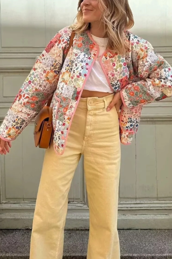 Colorblock Printed Cotton Jacket