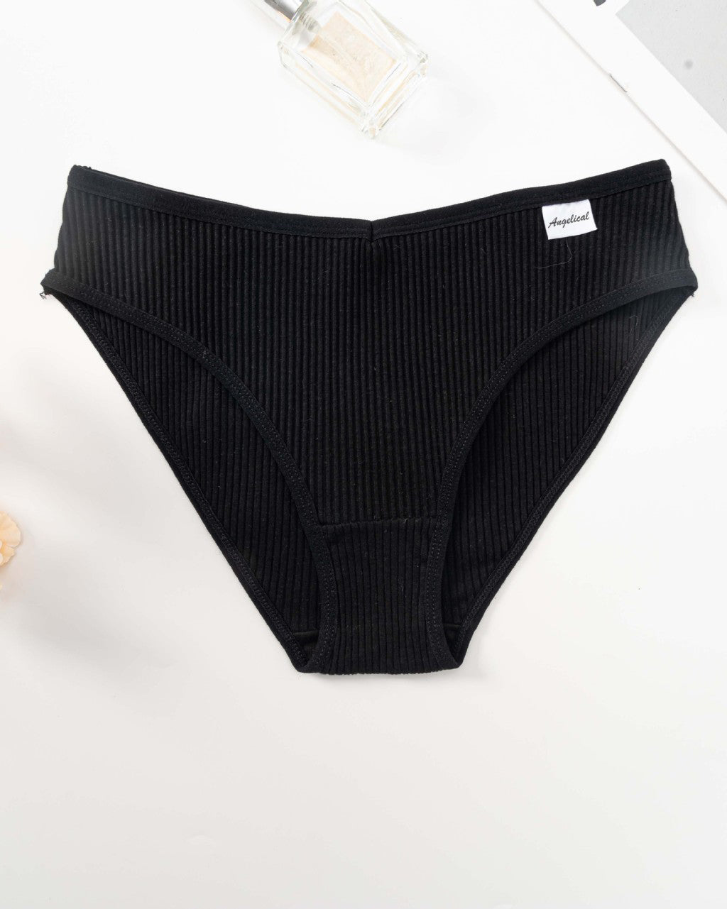 Mid-Waist High-Elastic Butt-Lifting Ribbed Underwear Women